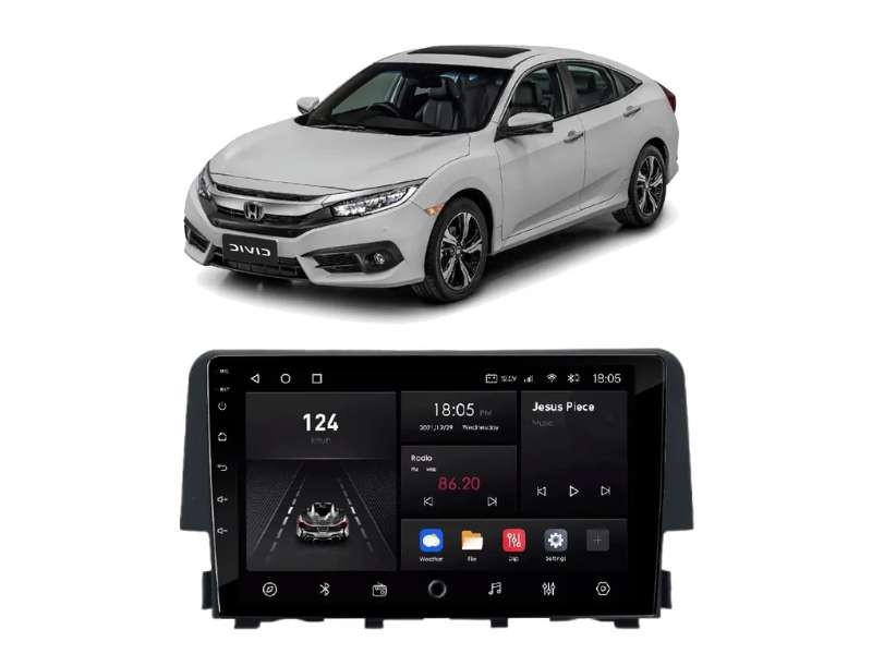 Central Multimídia Android Honda Civic G10 (2017-2021) - NAVPRO QUADCORE PLUS 2+32GB