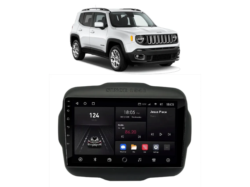 Central Multimídia Android Jeep Renegade (2016-2023) - QUADCORE PLUS NAVPRO