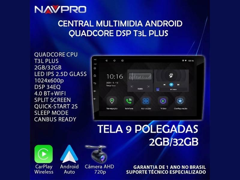 Central Multimídia Android Nissan New Versa S e SV (2020 - 2022) - NAVPRO QUADCORE PLUS