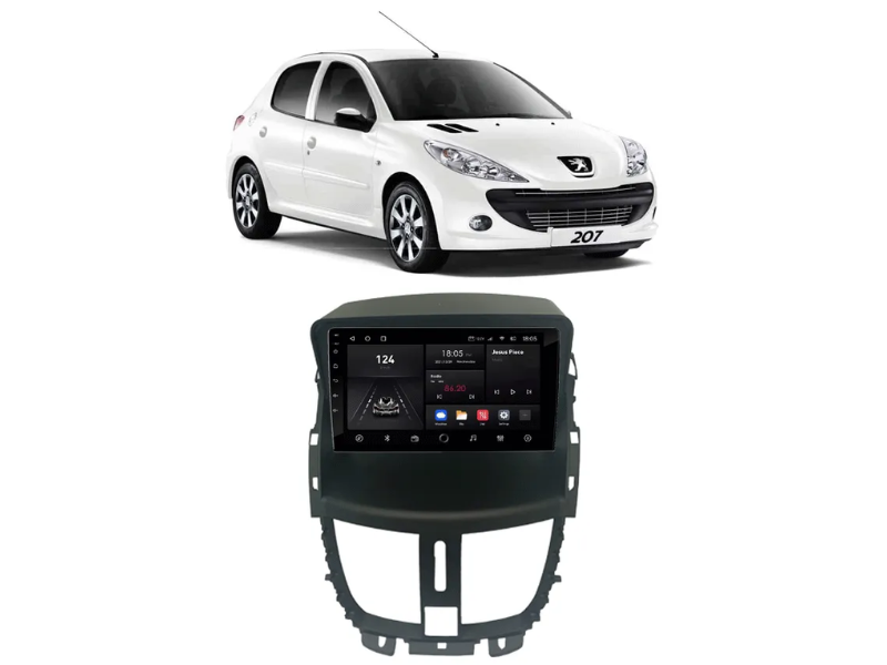 Central Multimídia Android Peugeot 207 - QUADCORE PLUS NAVPRO