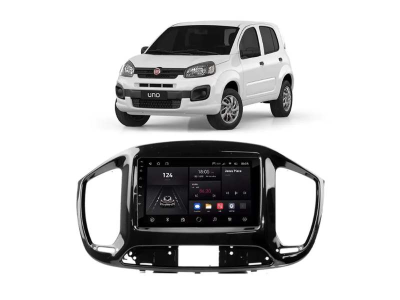 Central Multimídia Android Fiat Novo Uno (2015-2021) - NAVPRO QUADCORE PLUS